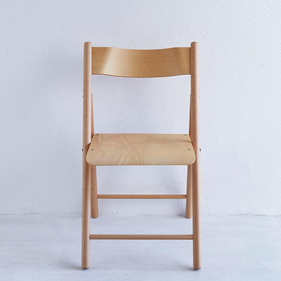 【美品】【無印良品】廃盤品イタリア製希少な木製折りたたみ椅子2脚 天然ブナ材