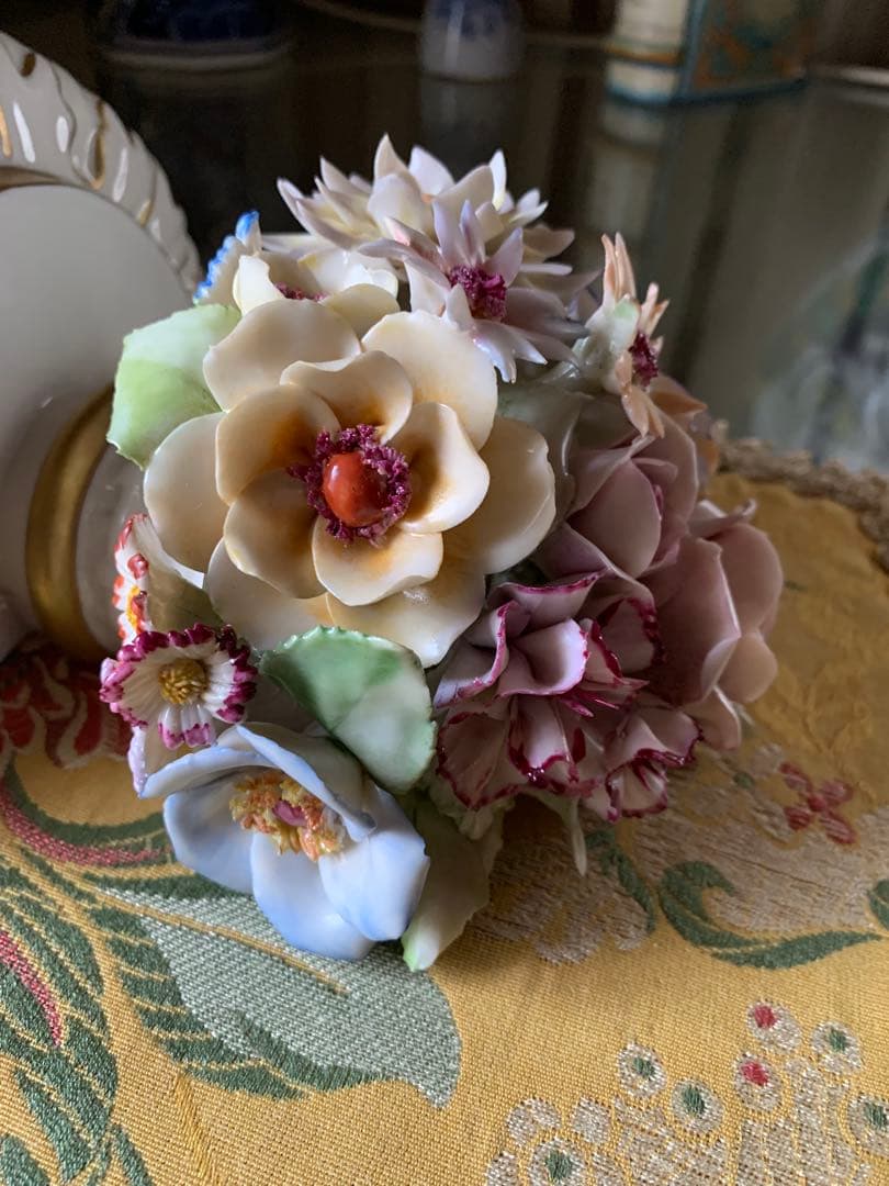 イタリア製　陶花　ビンテージ壁掛け豪華な陶花2セット美品綺麗です！