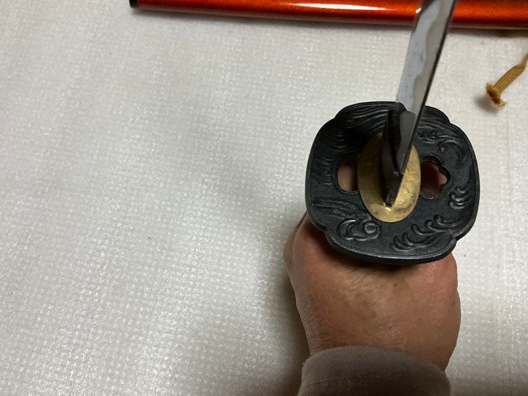 模造刀二本組　布付き　刀立て無し【中古品　完全な模造刀となります】。