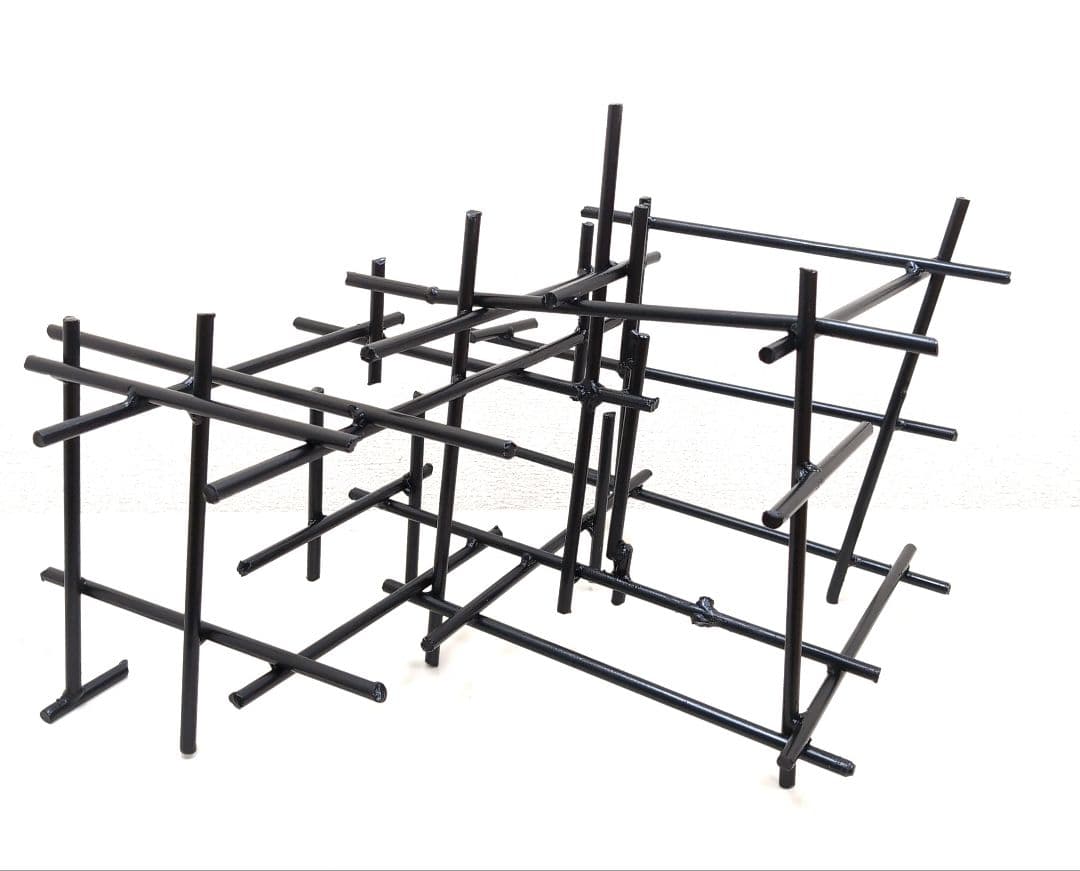 花留　丸鉄棒　生け花　華道　鉄花器　変形花器