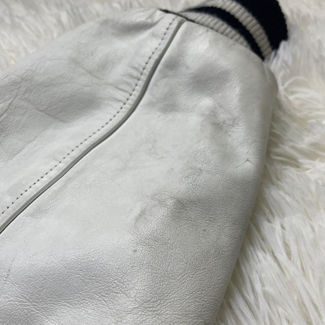 極希少　L相当　好配色　Catch ball袖レザースタジアムジャンパー　44