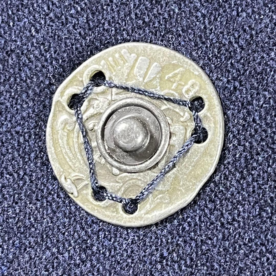 ✨美品 デンハム 希少 刺子 マオカラーコート ネイビー 刻印ボタン 裏プリント