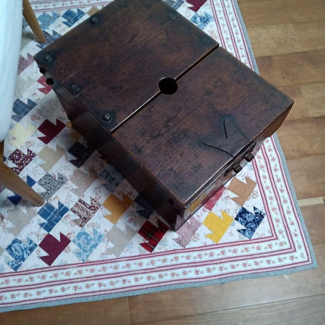 明治期☆銭箱☆無垢の総ケヤキ一枚板