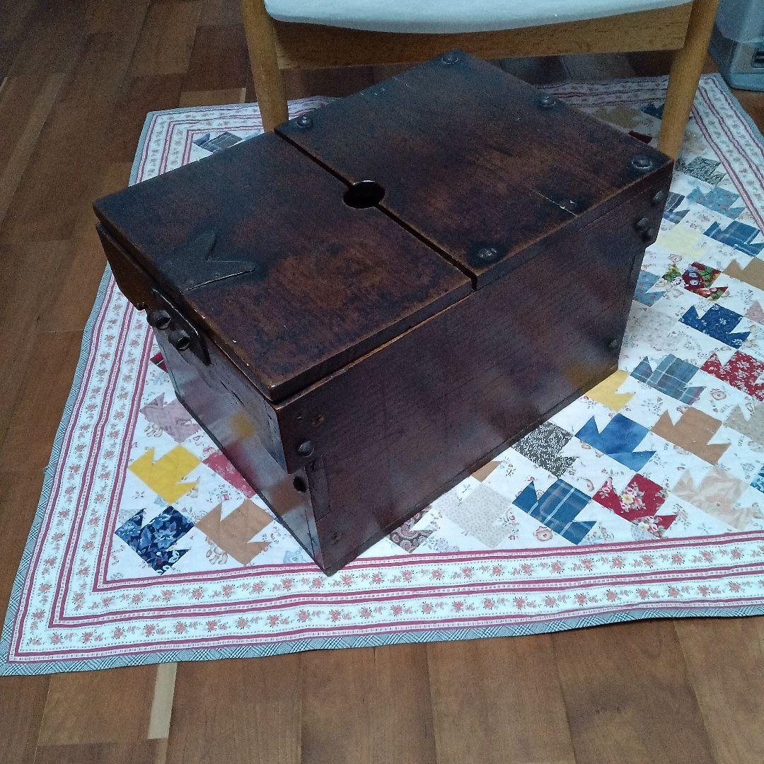 明治期☆銭箱☆無垢の総ケヤキ一枚板