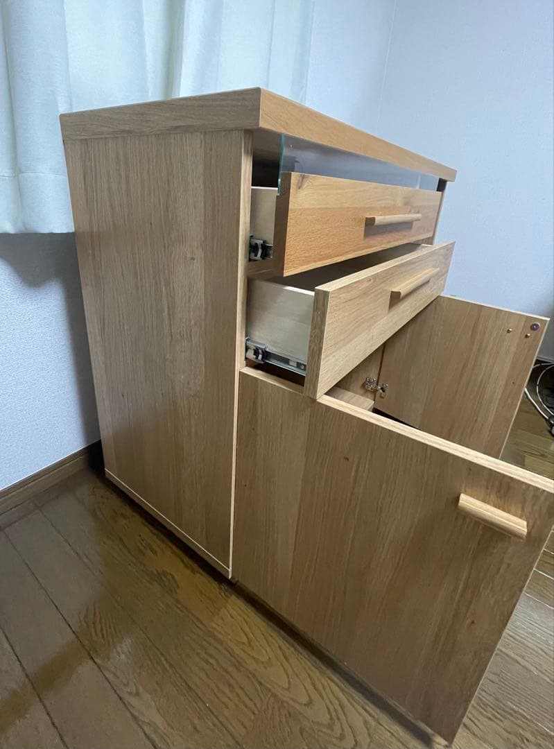 （直接引取:埼玉）ナチュラルウッド キャビネット・サイドボード　フランフラン