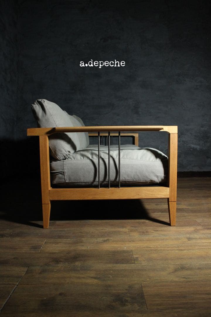 首都圏送無料〜a.depeche solo 3aeat 無垢20万フェザーソファ