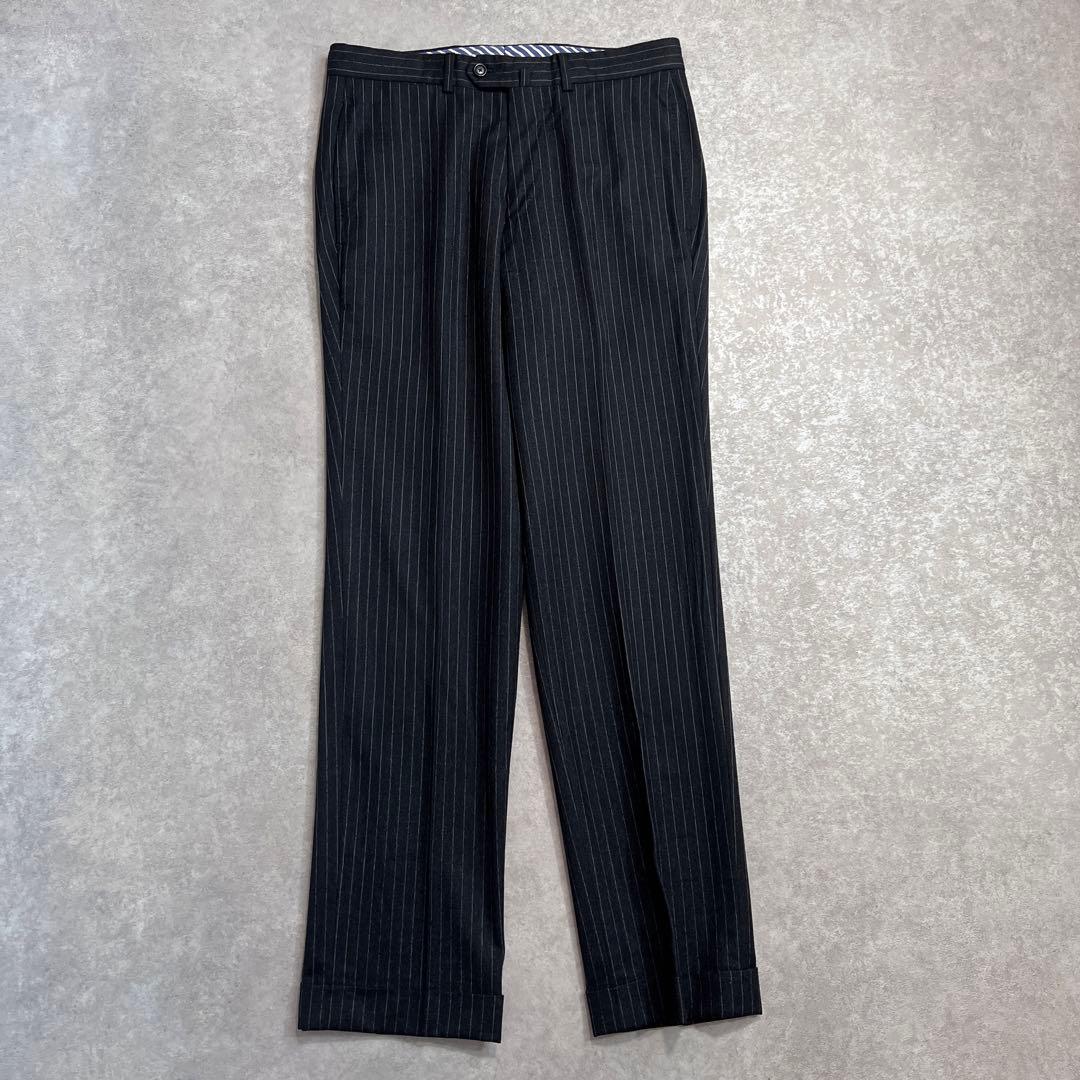 トゥモローランド カノニコウールフランネル ストライプスーツ チャコール 46