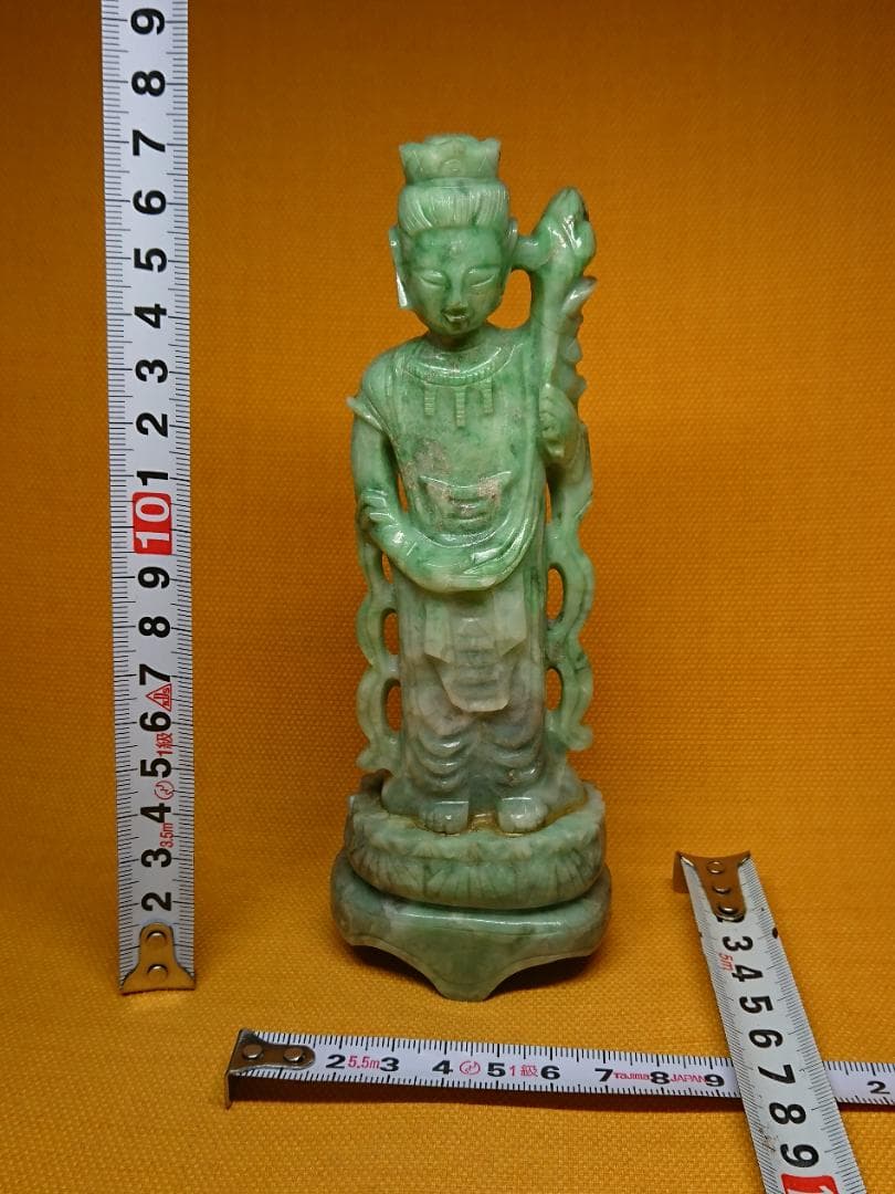 仏教美術　翡翠　観音　天然石　骨董　置物　インテリア　工芸品　美術品　A2818