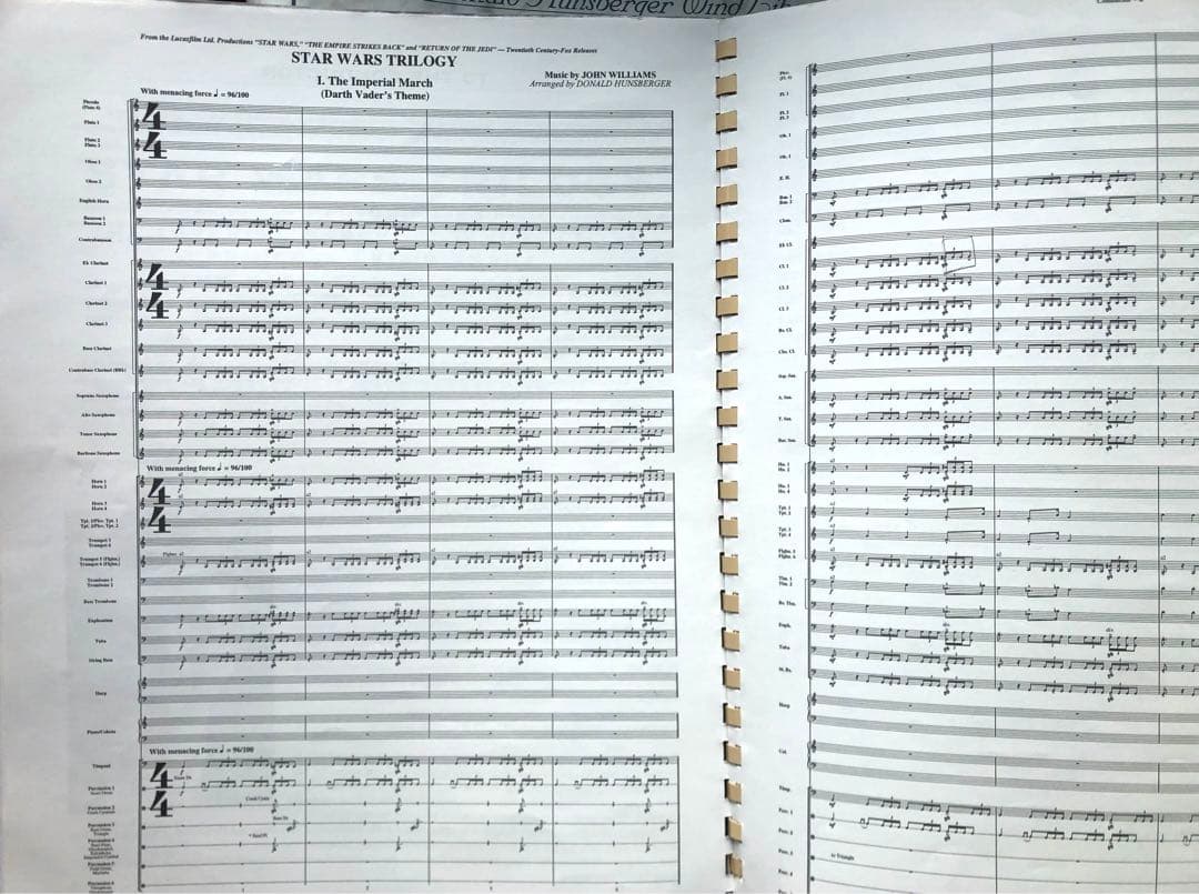 「スターウォーズ　トリロジー」楽譜　スコア&パート譜のフルセット