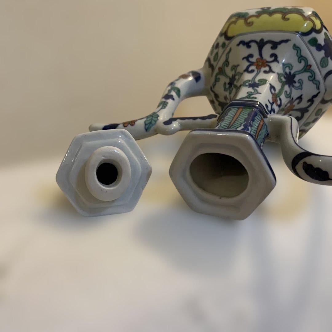 大明嘉靖年製　時代物　中国　古い水差し　手描き　高さ29㎝