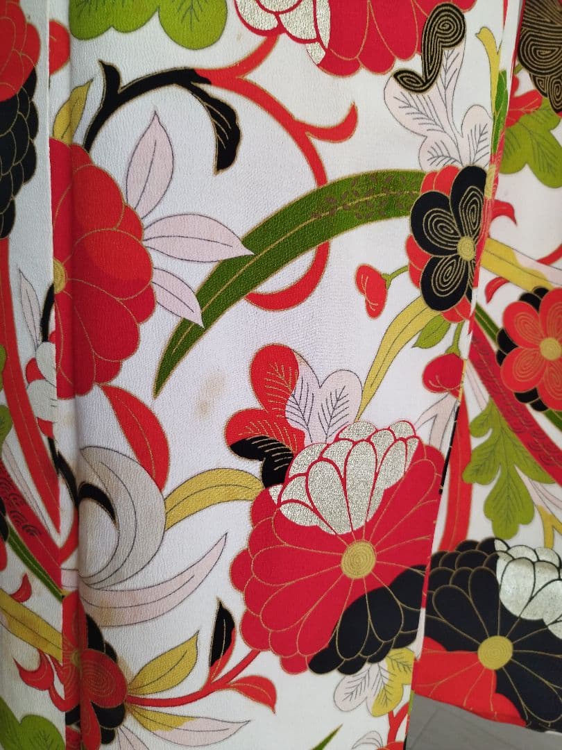 ☆大正浪漫アンティーク☆レトロポップな着物と黄緑作り帯☆七五三ハーフ成人式