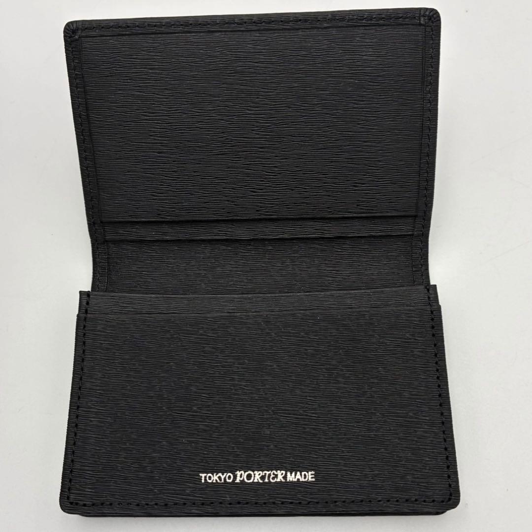 ポーター カレント 名刺入れ カードケース ブラック レザー エンボス加工 ロゴ