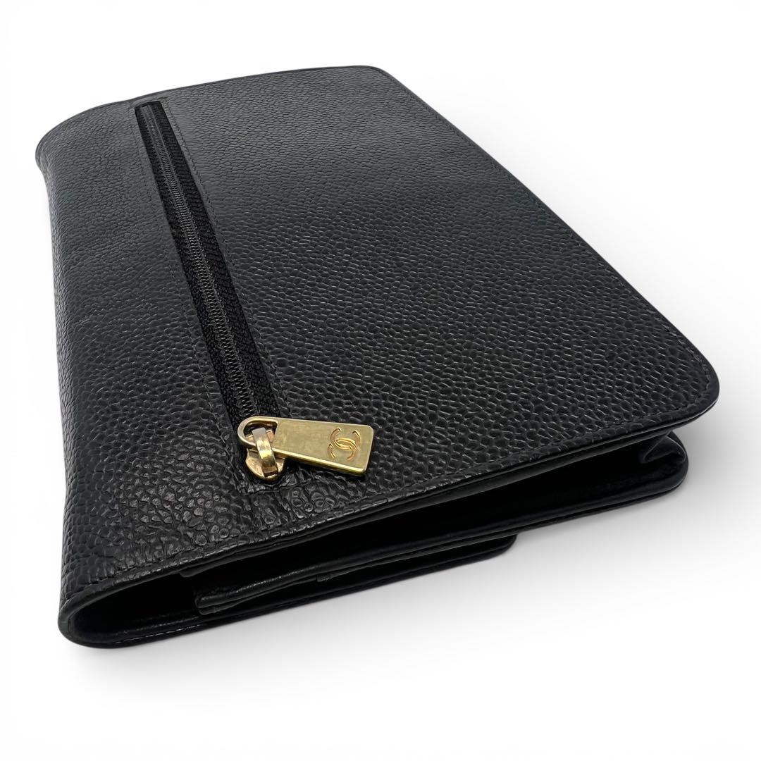 CHANEL シャネル キャビアスキン デカココ チェーンウォレット 長財布