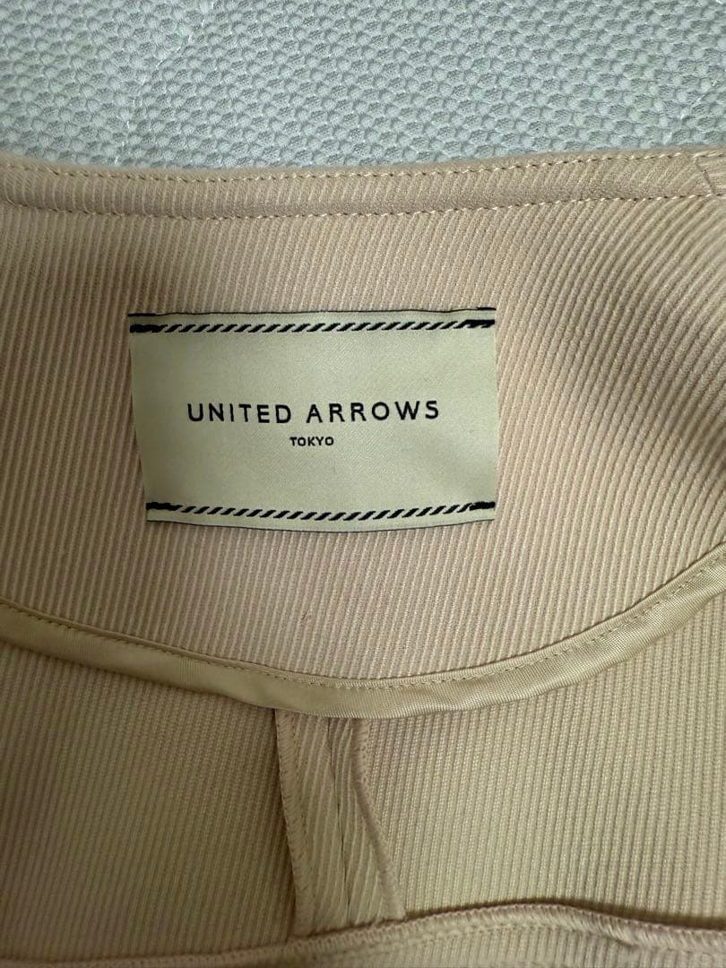 UNITED ARROWS ツイルノーカラーミドルコート ベージュ ジャケット