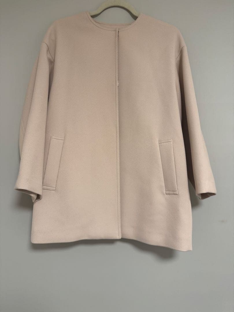 UNITED ARROWS ツイルノーカラーミドルコート ベージュ ジャケット