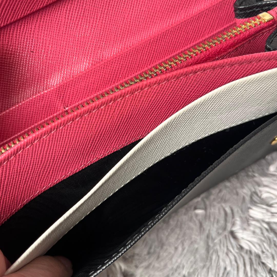 PRADA✨バイカラー　サフィアーノ　長財布　カードケース　ブラック