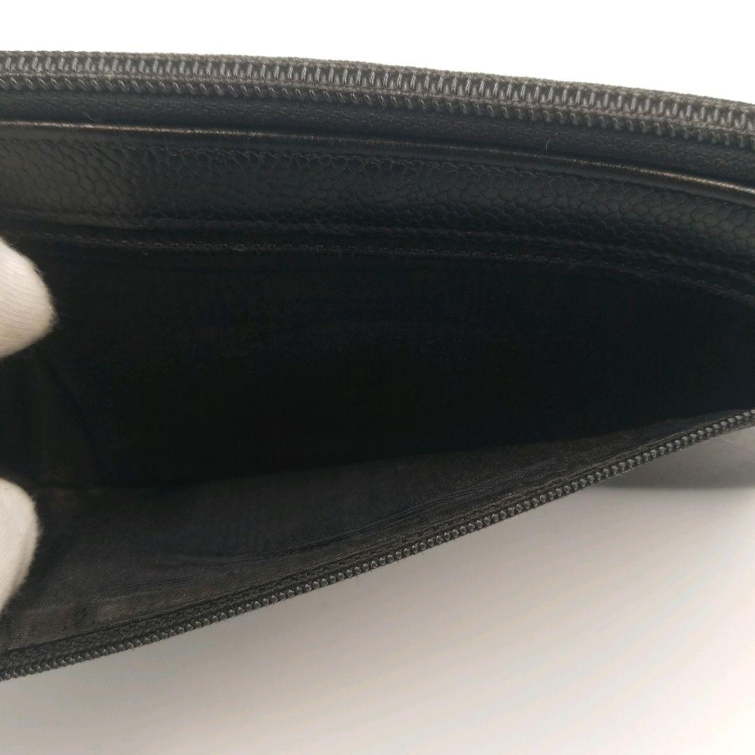 【美品】CHANEL シャネル キャビアスキン レザー ラウンド長財布　ココ