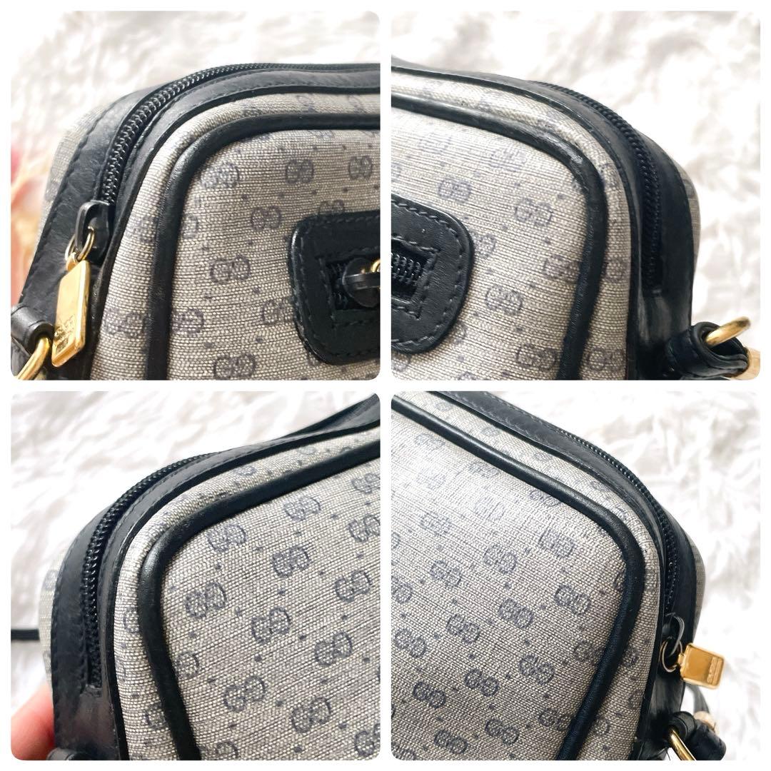 希少⭐︎GUCCI マイクロシマ PVCレザー ネイビー ショルダーバッグ