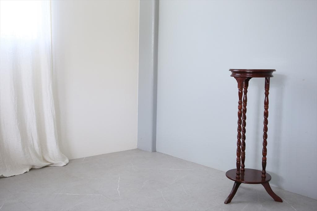 英国アンティーク木製フラワースタンド/花台/燭台/飾り棚/テーブル(89-34)