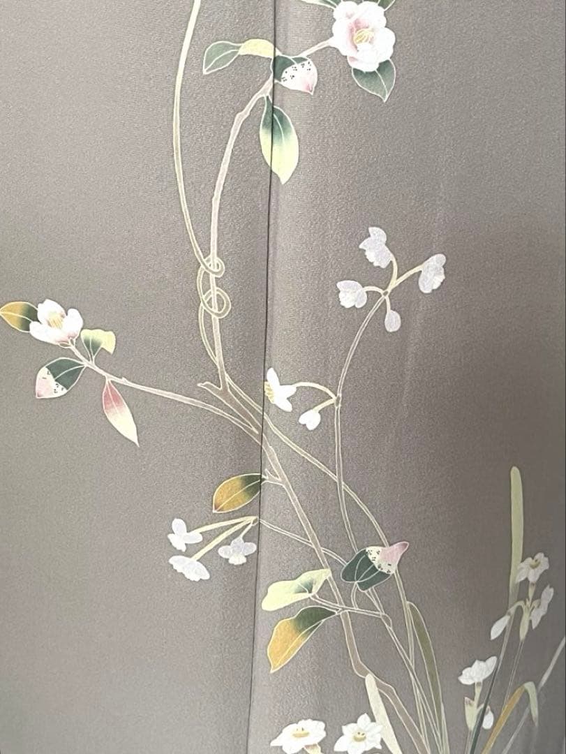 【訪問着】京加賀友禅　松本健一　優美な手描き友禅　亜麻色　＋　身幅直し