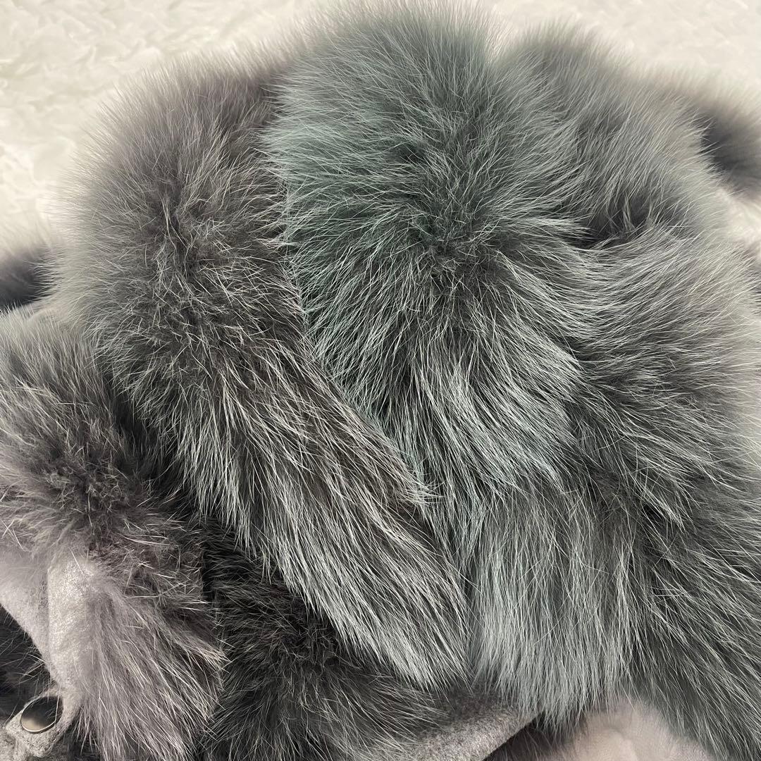 SAGA FURS ポンチョ カシミヤ100％ ブルーフォックス ラビット 毛皮