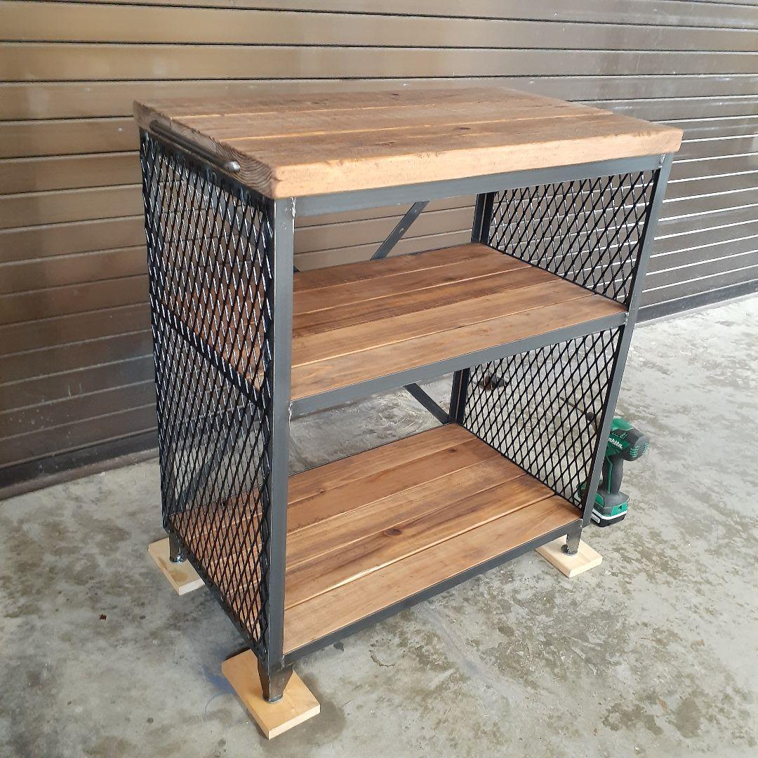 アイアン　シェルフ　ラック　インダストリアル　ハンドメイド　シューズラック　男前