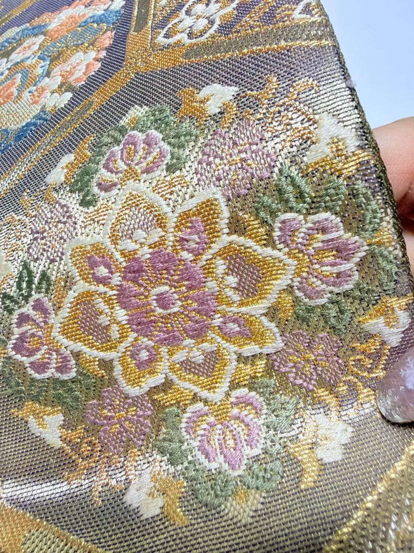 高級 袋帯 正絹 六通柄 ゴールド 金糸 フォーマル 訪問着 留袖 色無地