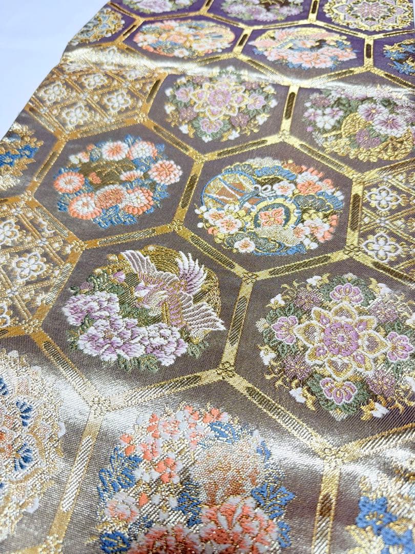 高級 袋帯 正絹 六通柄 ゴールド 金糸 フォーマル 訪問着 留袖 色無地