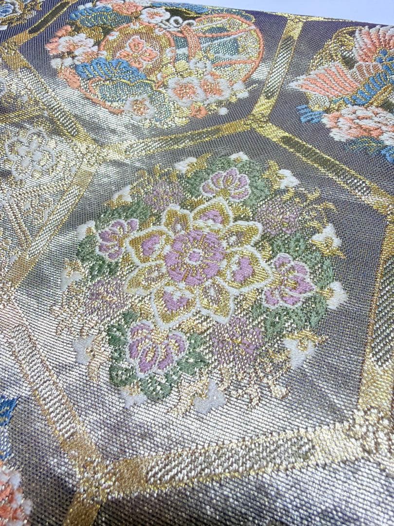 高級 袋帯 正絹 六通柄 ゴールド 金糸 フォーマル 訪問着 留袖 色無地