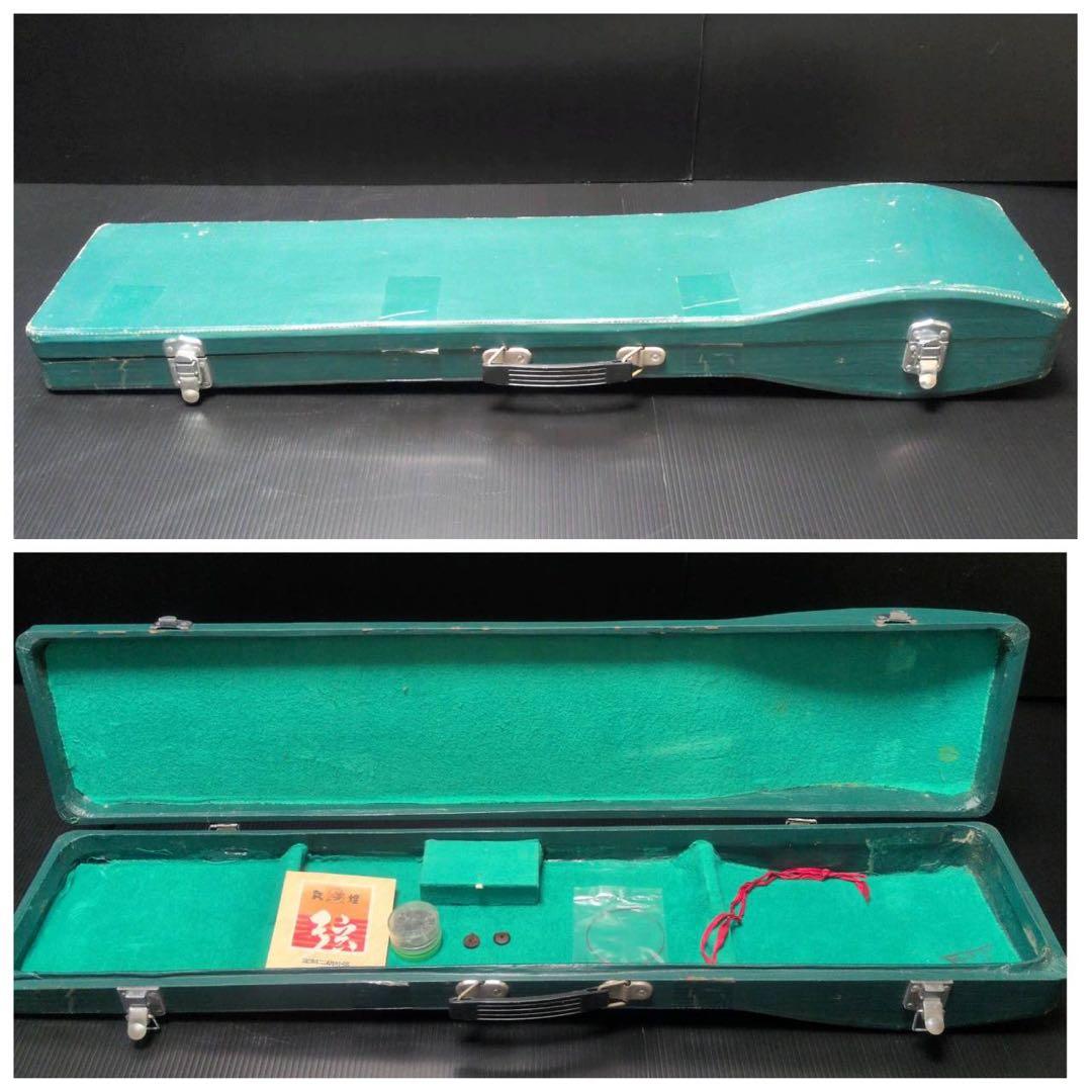 中国蘇州製 二胡 六角胴／ケース付／駒2個・未使用弦・松ヤニ付属／重量約765g