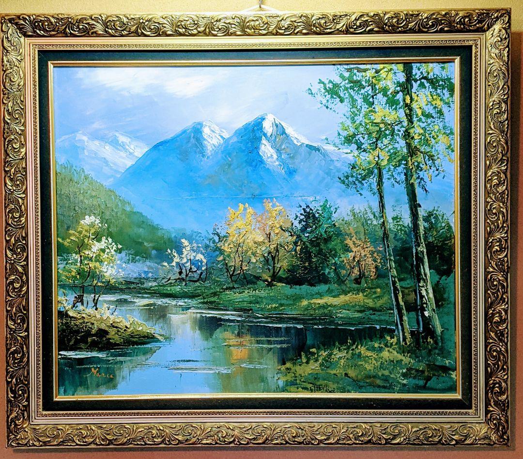 セール・美しい大自然・上高地風景画・油絵・肉筆・Ｆ２０号・三浦マリア画・二科会