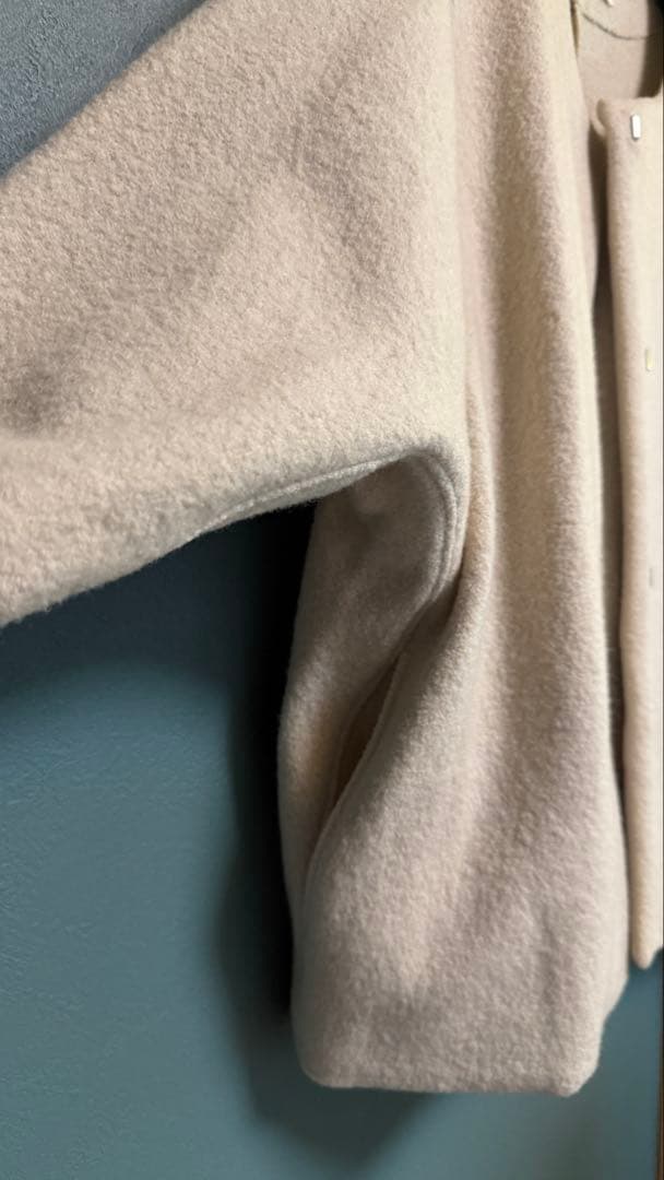 ⭐️evam eva ノーカラープレスウールショートコート　アイボリーサイズ1