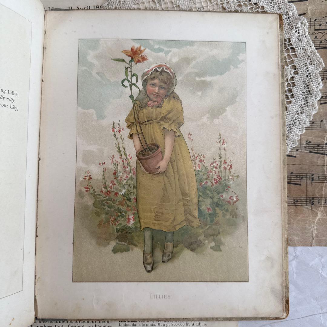 稀少1886年　美しいアンティーク絵本ヴィクトリアン洋書ジャンクジャーナル古書