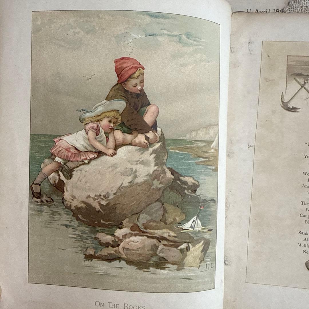 稀少1886年　美しいアンティーク絵本ヴィクトリアン洋書ジャンクジャーナル古書