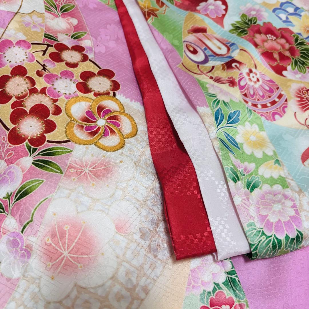 【新品】日本製 豪華大鞠刺繍入/お宮参り 祝着 産着 女の子 /襦袢付 ピンク