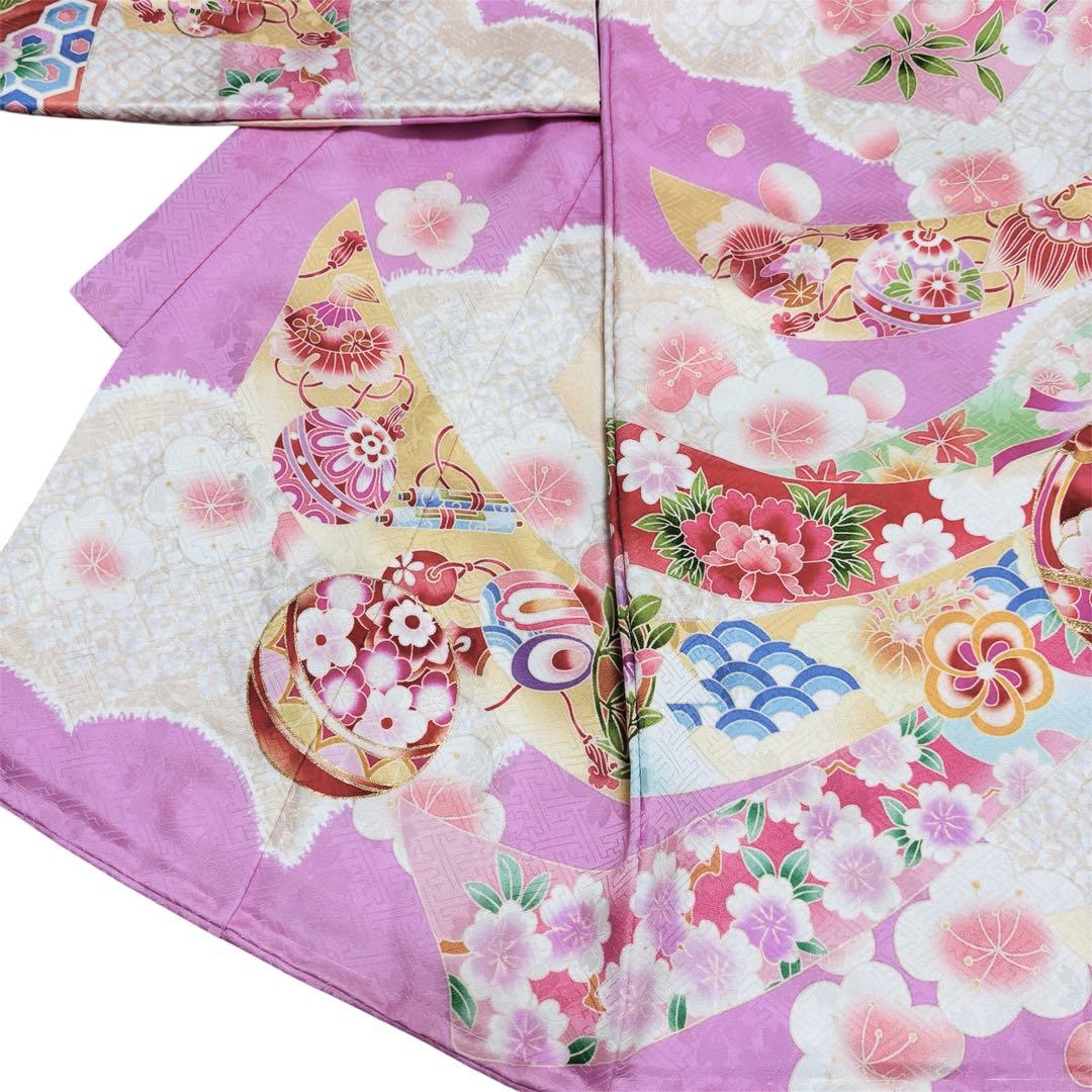 【新品】日本製 豪華大鞠刺繍入/お宮参り 祝着 産着 女の子 /襦袢付 ピンク