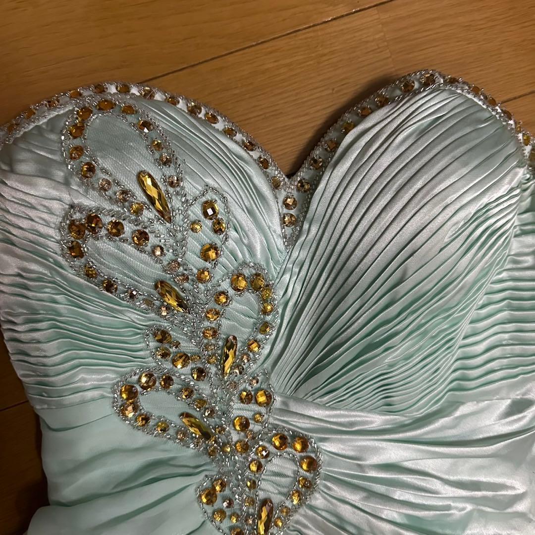 ミント ビジュー ビスチェ キャバドレス 盛れる 上品 ナイトドレス