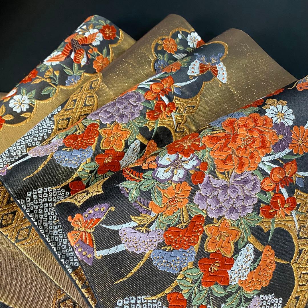 ZY-841 袋帯 雲取り 花車 鴛鴦 蝶 箔 フォーマル 礼装 高級 名品