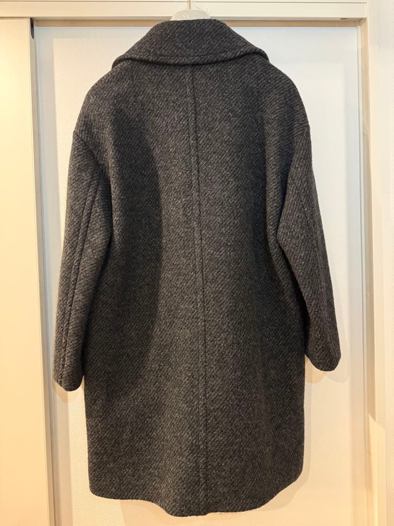 新品未使用タグ付 HERMESエルメス ウールコート 46 チャコールグレー