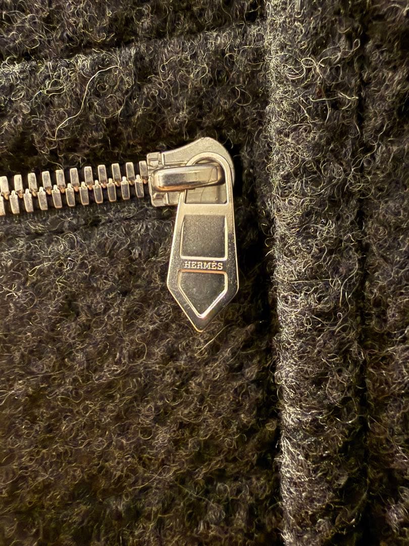 新品未使用タグ付 HERMESエルメス ウールコート 46 チャコールグレー