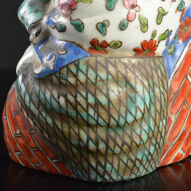 中国　景徳鎮　粉彩　布袋唐子像　置物　H　R6992