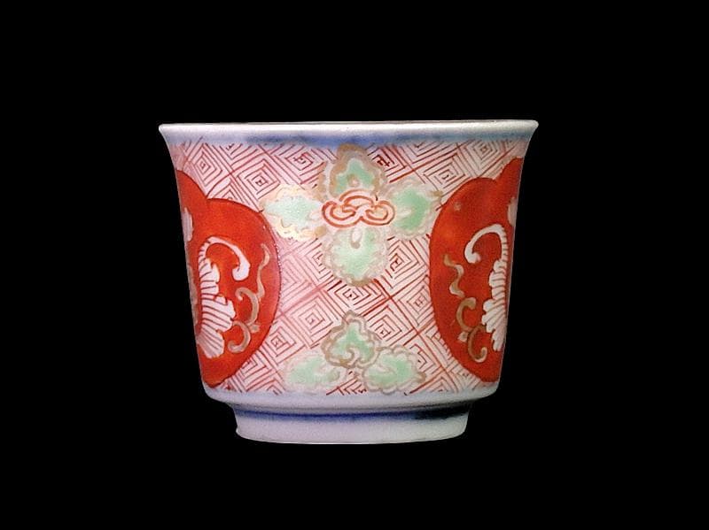 大聖寺伊万里　金襴手　金唐草に牡丹の図　小猪口　５客　N276AS-CZm