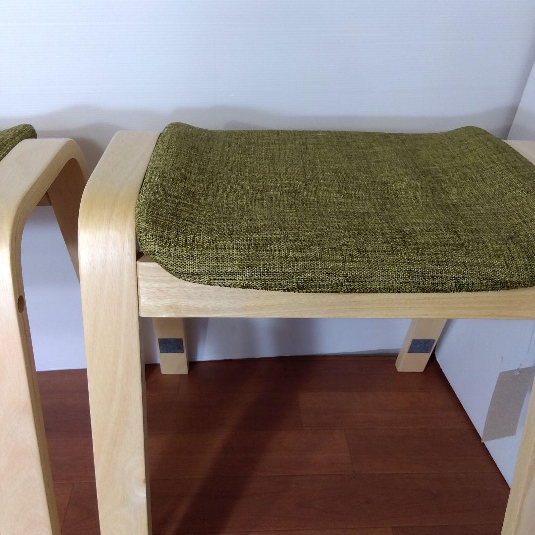 未使用　スタッキングスツール　VH-7920 ナチュラル×グリーン　2脚セット