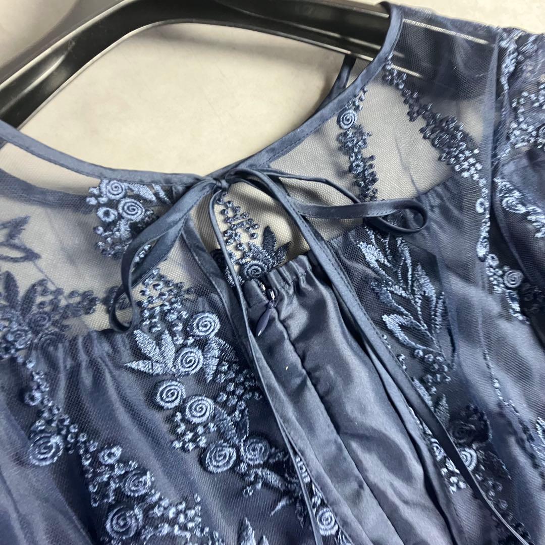 【新品】ハレモード 総レースドレス 紺 LL 大きいサイズ ワンピース 結婚式