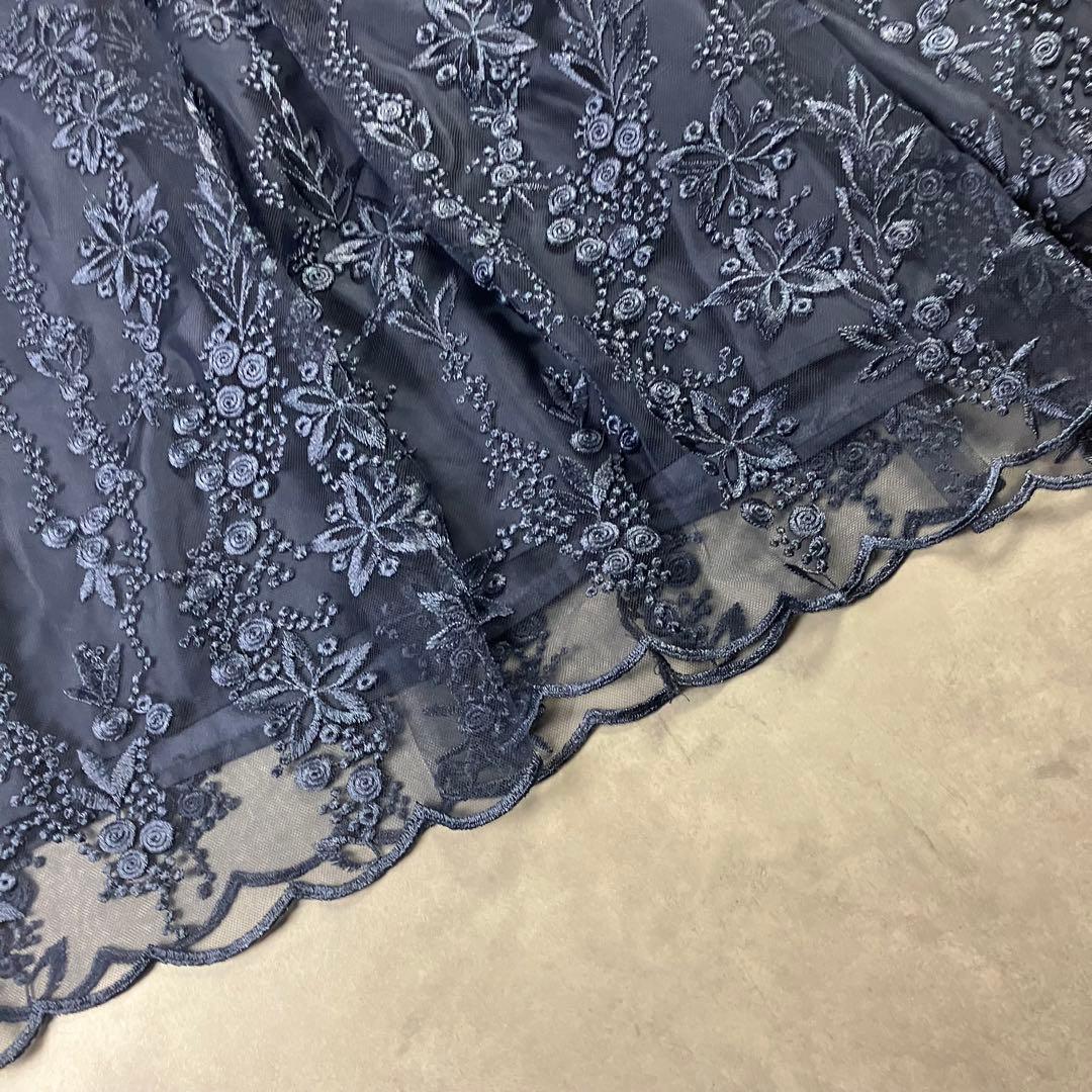 【新品】ハレモード 総レースドレス 紺 LL 大きいサイズ ワンピース 結婚式