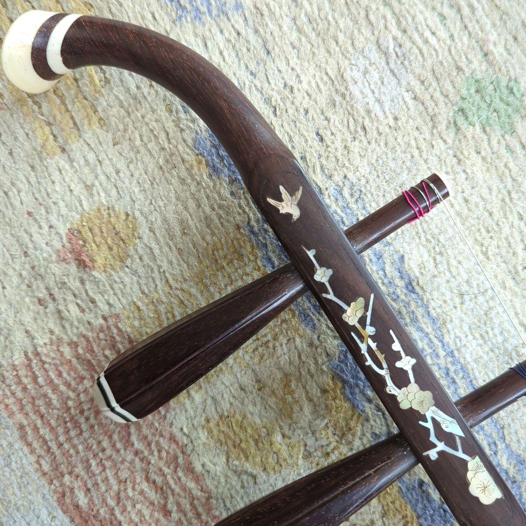 胡涵柔製作 未使用 15湾頭 螺鈿 薔薇 最上級 明清老紅木二胡