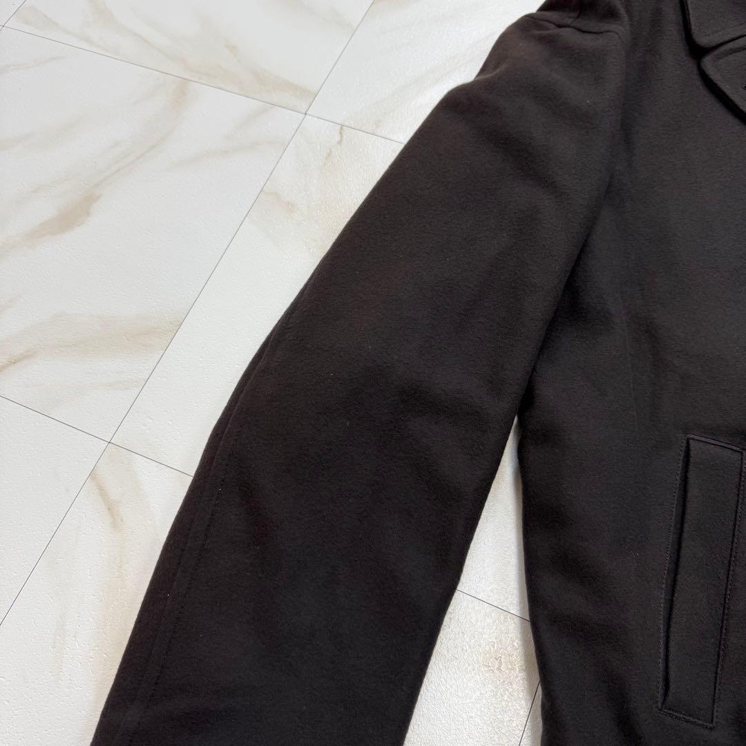 希少 カシミヤ混！ジェイプレス ダブル Pコート イタリア製生地 ネイビー XL