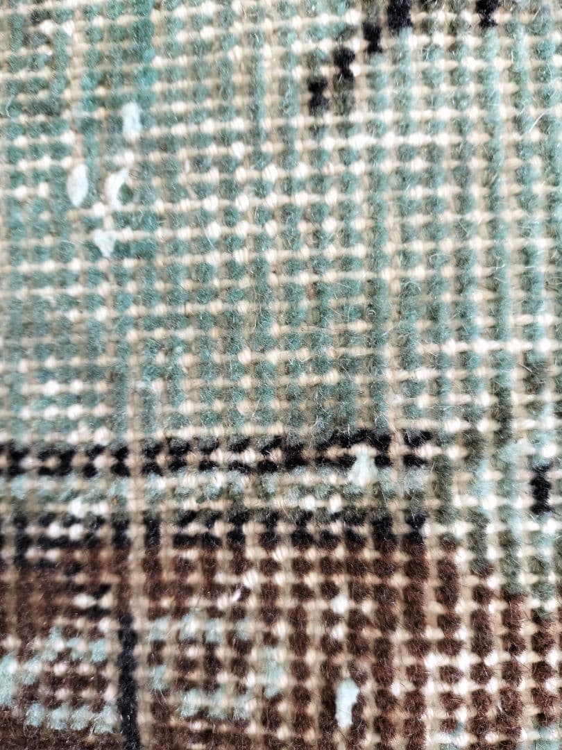 【最終価格】エメラルドグリーンオーバーダイ　ヴィンテージトルコラグ　No.581