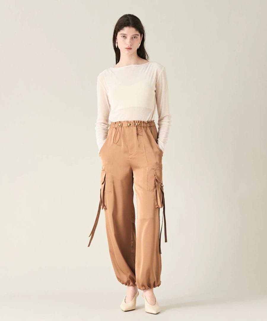 極美品✨グレースコンチネンタル 現行 カーゴパンツ リボン キャメル 2024