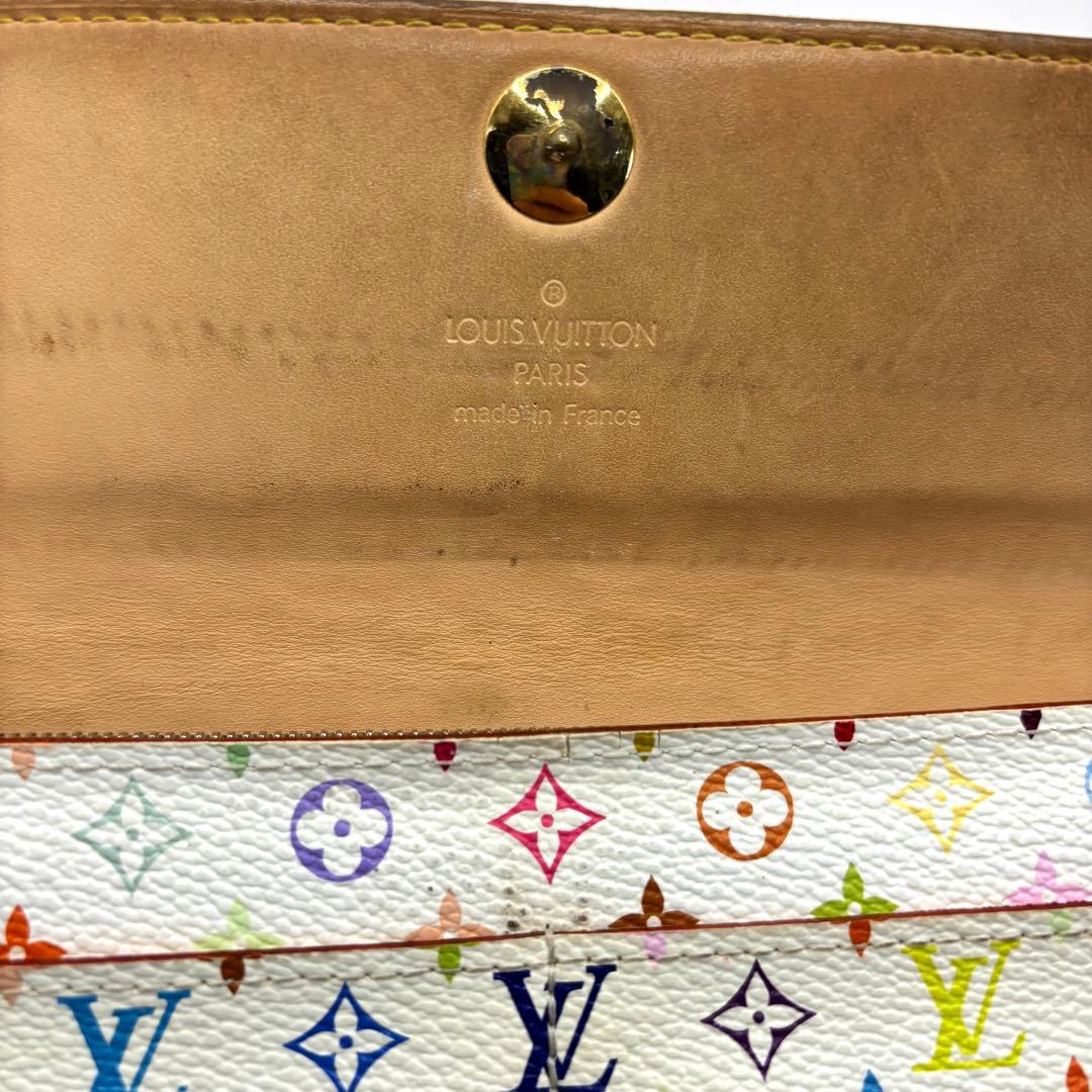 正規品 ルイヴィトン サラ マルチカラー 折り財布 総柄 pvc レザー ボタン